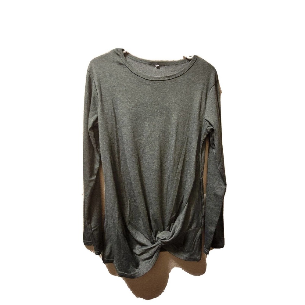 Sampeel Women's M Comfy Casual Green Twist Knot Tunic Tops Blouse